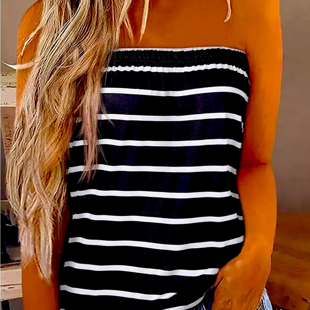 Black Stripe Bandeau Top